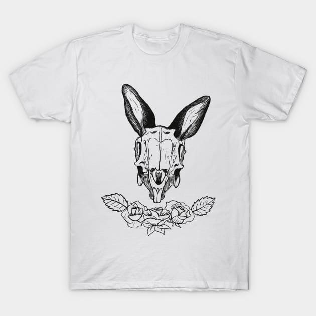 Rabbit Skull and Rose T-Shirt by deadlydelicatedesigns